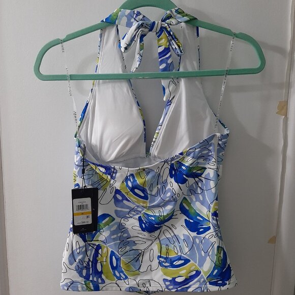 Tommy Hilfiger Tankini Top Sz Medium Blue and White Halter - Picture 4 of 4